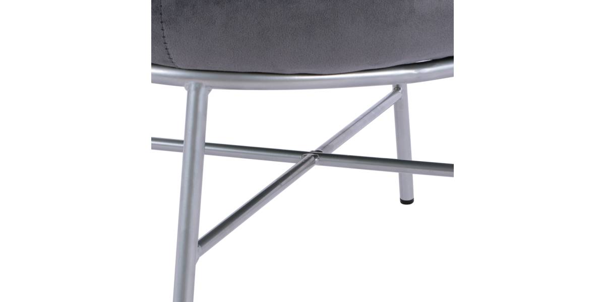 ΣΚΑΜΠΟ ΥΠΟΠΟΔΙΟ TRUDI HM8640.01 ΑΠΟ ΓΚΡΙ ΒΕΛΟΥΔΟ ΜΕ ΑΣΗΜΙ ΒΑΣΗ 55x46x38Υ εκ.