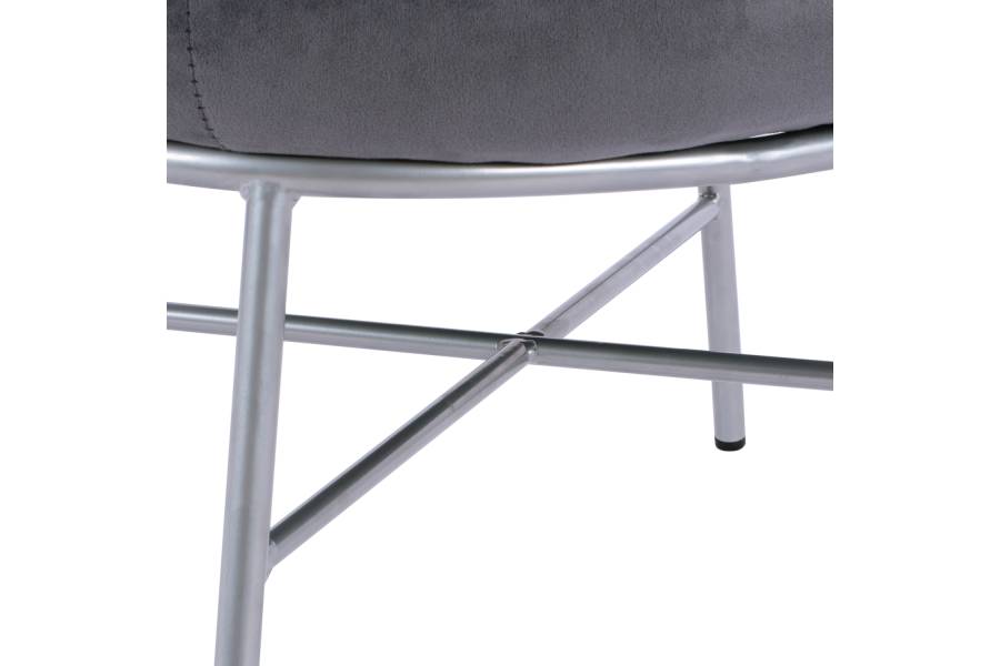 ΣΚΑΜΠΟ ΥΠΟΠΟΔΙΟ TRUDI HM8640.01 ΑΠΟ ΓΚΡΙ ΒΕΛΟΥΔΟ ΜΕ ΑΣΗΜΙ ΒΑΣΗ 55x46x38Υ εκ.