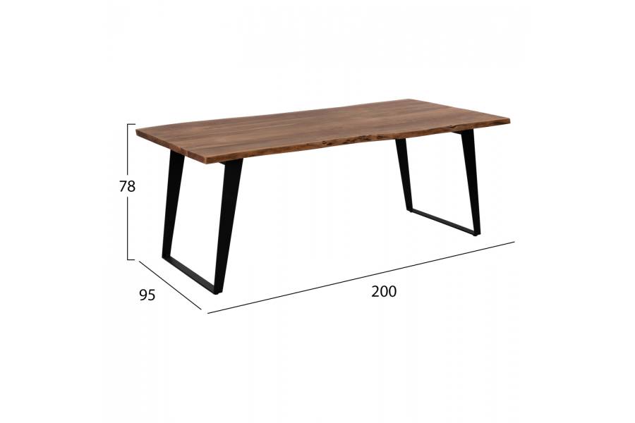 ΤΡΑΠΕΖΙ ΤΡΑΠΕΖΑΡΙΑΣ ALICIA 4εκ.ΠΑΧΟΣ ΑΠΟ ΜΑΣΙΦ ΞΥΛΟ ΑΚΑΚΙΑΣ HM8169.11 200x95x78Y εκ.