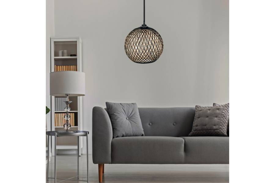 ΦΩΤΙΣΤΙΚΟ ΟΡΟΦΗΣ ΕΣΩΤΕΡΙΚΟΥ ΧΩΡΟΥ ΚΡΕΜΑΣΤΟ HM7352.03 ΑΠΟ ΣΧΟΙΝΙ ΜΑΥΡΟ ΜΠΕΖ Φ22x55Υ εκ.