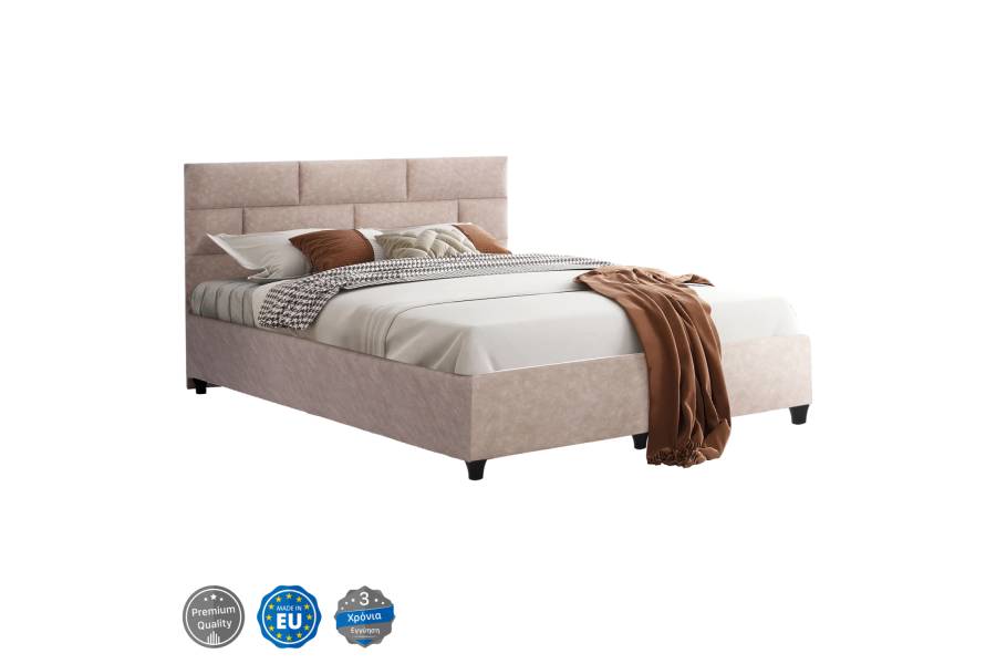 ΚΡΕΒΑΤΙ SOLEDAD ΜΠΕΖ HM644.22 ΓΙΑ ΣΤΡΩΜΑ 150x200 εκ.