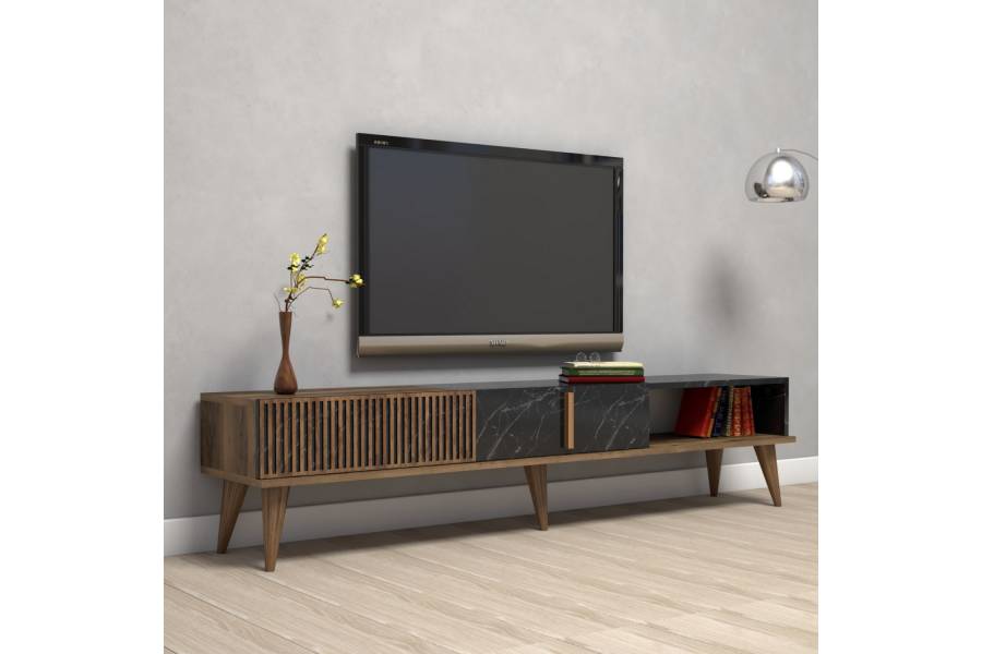 ΕΠΙΠΛΟ ΤΗΛΕΟΡΑΣΗΣ HM9512.02 ΜΕΛΑΜΙΝΗΣ ΚΑΡΥΔΙ ΚΑΙ ΟΨΗ ΜΑΥΡΟΥ ΜΑΡΜΑΡΟΥ 180x35x40Yεκ.