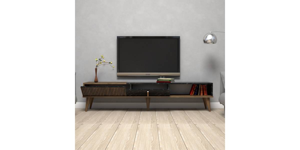 ΕΠΙΠΛΟ ΤΗΛΕΟΡΑΣΗΣ HM9512.02 ΜΕΛΑΜΙΝΗΣ ΚΑΡΥΔΙ ΚΑΙ ΟΨΗ ΜΑΥΡΟΥ ΜΑΡΜΑΡΟΥ 180x35x40Yεκ.