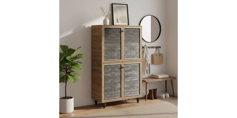 Παπουτσοθήκη-ντουλάπι Ronan pakoworld χρώμα καρυδί 70.5x35x122εκ