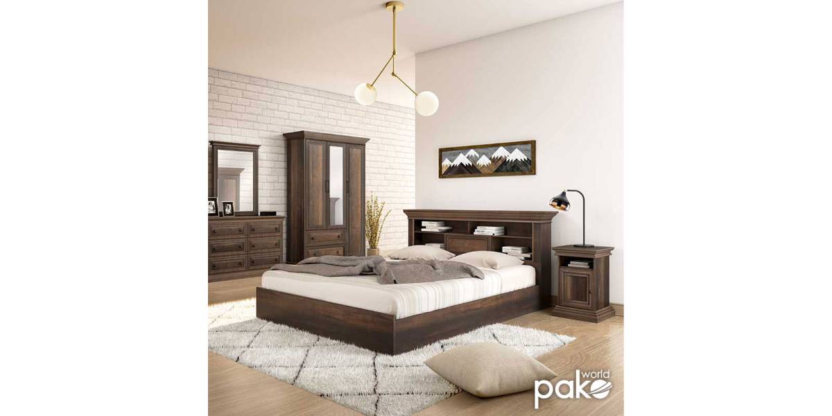Κρεβάτι Mozart pakoworld σε χρώμα καρυδί 160x200εκ