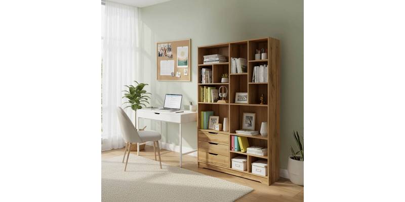 Βιβλιοθήκη Lucinda pakoworld oak 120x29.8x180.5εκ