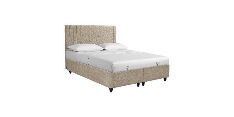 Κρεβάτι με αποθηκευτικό χώρο Lineo pakoworld μπουκλέ σε μπεζ απόχρωση 160x200εκ