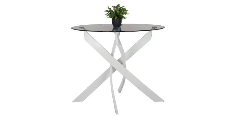 ΤΡΑΠΕΖΙ ΚΟΥΖΙΝΑΣ ΣΤΡΟΓΓΥΛΟ JAFARU HM8499.13 ΛΕΥΚΑ ΜΕΤΑΛ.ΠΟΔΙΑ Φ90x75Yεκ.