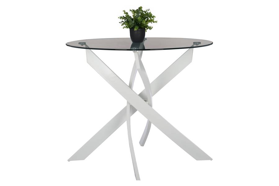 ΤΡΑΠΕΖΙ ΚΟΥΖΙΝΑΣ ΣΤΡΟΓΓΥΛΟ JAFARU HM8499.13 ΛΕΥΚΑ ΜΕΤΑΛ.ΠΟΔΙΑ Φ90x75Yεκ.