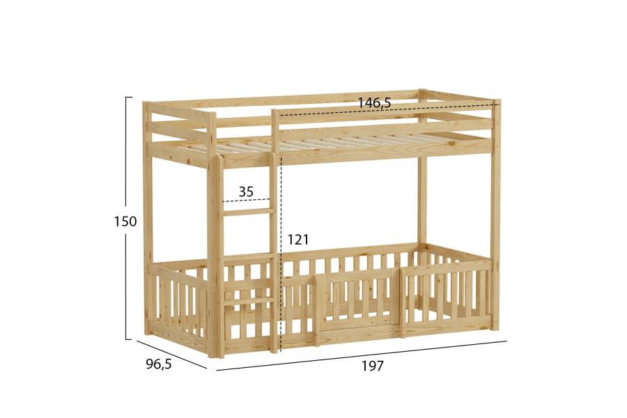 ΠΑΙΔΙΚΗ ΚΟΥΚΕΤΑ τ.MONTESSORI ΜΕ ΠΑΡΚΑΚΙ PLAYKID HM703.01 ΞΥΛΟ ΠΕΥΚΟΥ ΦΥΣΙΚΟ ΓΙΑ 190x90εκ