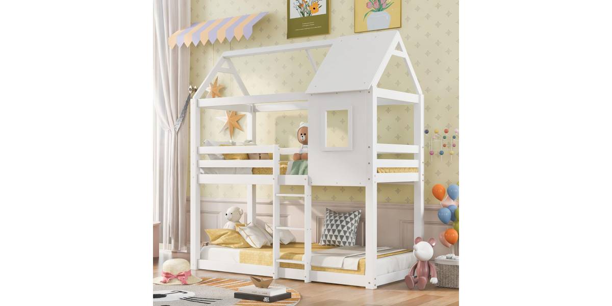 ΠΑΙΔΙΚΗ ΚΟΥΚΕΤΑ ΣΠΙΤΑΚΙ τ.MONTESSORI HOOD HM705.03 ΞΥΛΟ ΠΕΥΚΟΥ ΣΕ ΛΕΥΚΟ-ΣΤΡΩΜΑΤΑ 190x90εκ