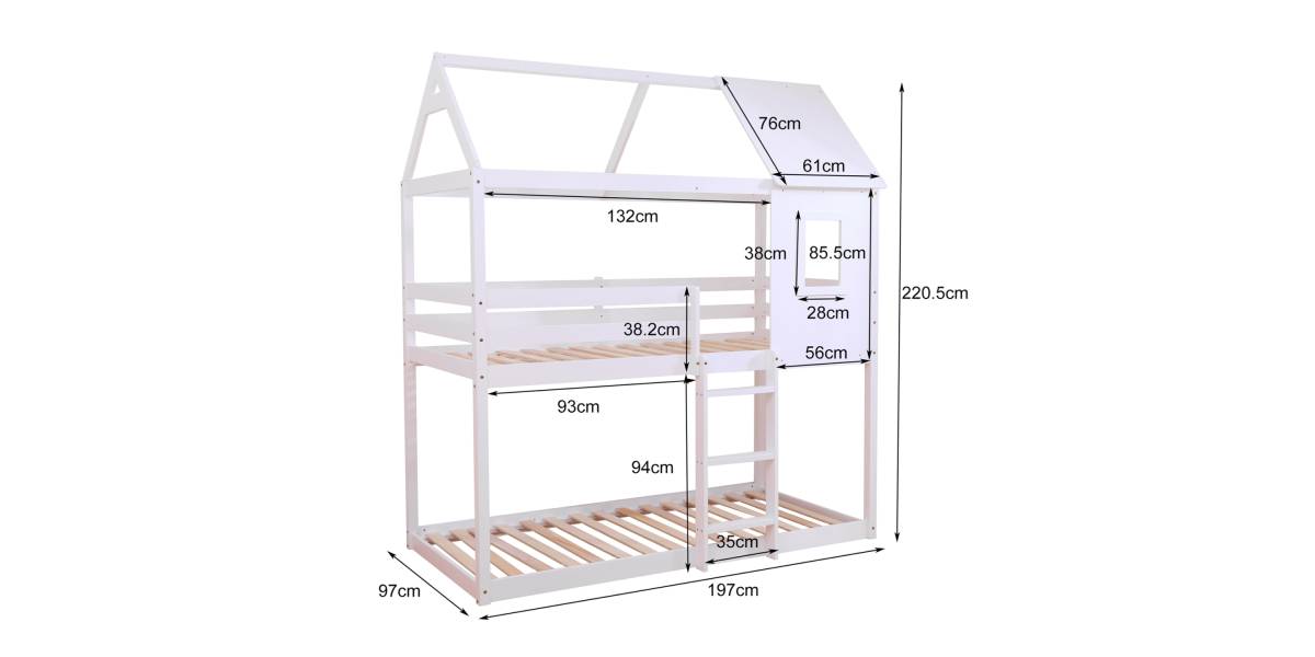ΠΑΙΔΙΚΗ ΚΟΥΚΕΤΑ ΣΠΙΤΑΚΙ τ.MONTESSORI HOOD HM705.03 ΞΥΛΟ ΠΕΥΚΟΥ ΣΕ ΛΕΥΚΟ-ΣΤΡΩΜΑΤΑ 190x90εκ
