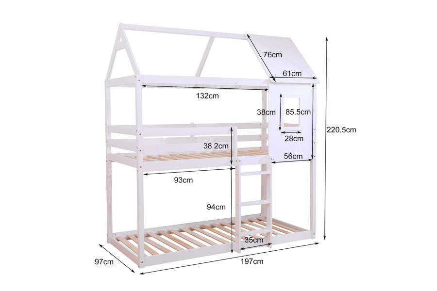 ΠΑΙΔΙΚΗ ΚΟΥΚΕΤΑ ΣΠΙΤΑΚΙ τ.MONTESSORI HOOD HM705.03 ΞΥΛΟ ΠΕΥΚΟΥ ΣΕ ΛΕΥΚΟ-ΣΤΡΩΜΑΤΑ 190x90εκ