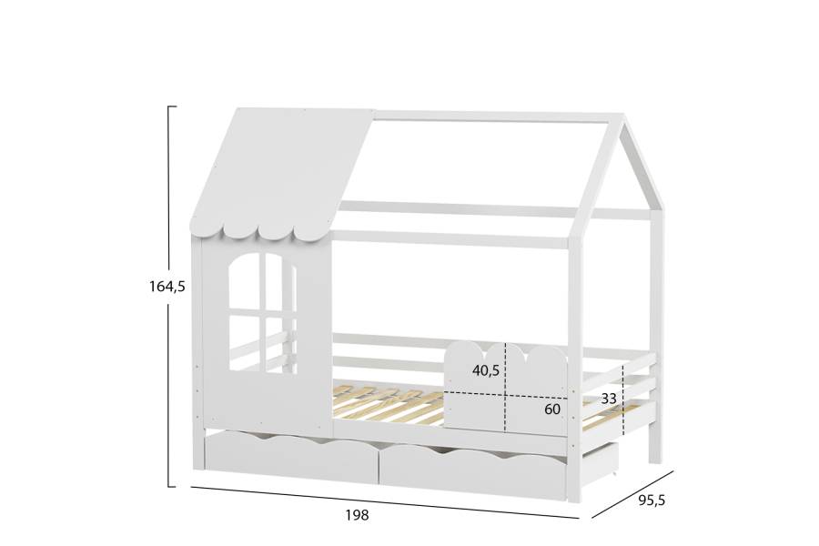 ΠΑΙΔΙΚΟ ΚΡΕΒΑΤΙ τ.MONTESSORI ΜΕ ΣΥΡΤΑΡΙΑ DOMER HM710.03 ΞΥΛΟ ΠΕΥΚΟΥ ΛΕΥΚΟ-ΣΤΡΩΜΑ 90x190εκ