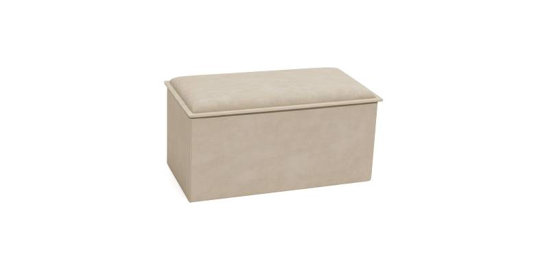 Σκαμπό-μπαούλο Koper pakoworld βελούδο σε μπεζ απόχρωση 76x38x38εκ