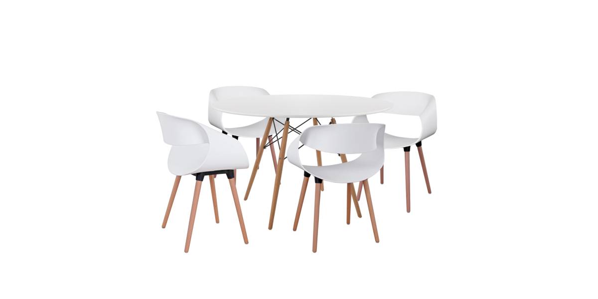 ΣΕΤ ΤΡΑΠΕΖΑΡΙΑΣ 5ΤΜΧ MAGGIE HM21186 MDF TOP & ΠΟΛΥΠΡΟΠΥΛΕΝΙΟ ΣΕ ΛΕΥΚΟ ΧΡΩΜΑ