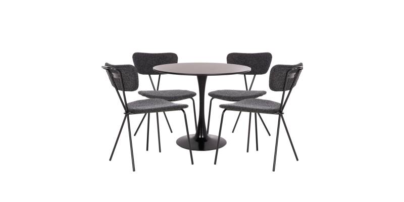 ΣΕΤ ΤΡΑΠΕΖΑΡΙΑΣ 5ΤΜΧ BROLIN HM21200 MDF TOP & ΜΕΤΑΛΛΟ ΜΑΥΡΟ-ΣΚΟΥΡΟ ΓΚΡΙ ΥΦΑΣΜΑ