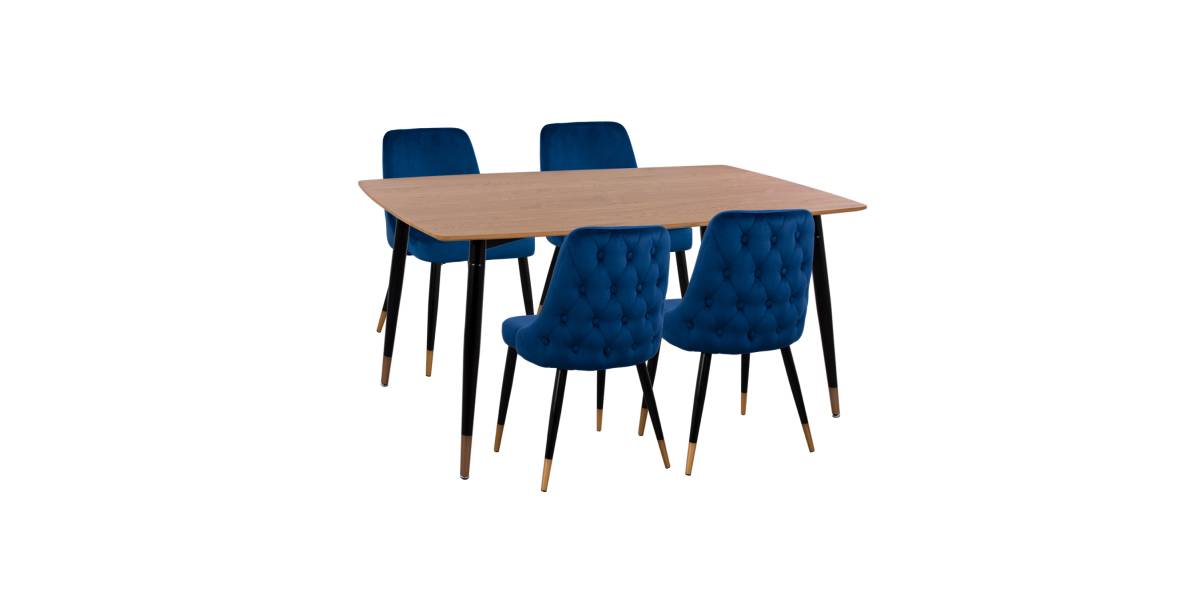 ΣΕΤ ΤΡΑΠΕΖΑΡΙΑΣ 5ΤΜΧ JOLIE HM11198.08 MDF TOP-ΒΕΛΟΥΔΟ ΜΠΛΕ & ΜΕΤΑΛΛΟ ΜΑΥΡΟ