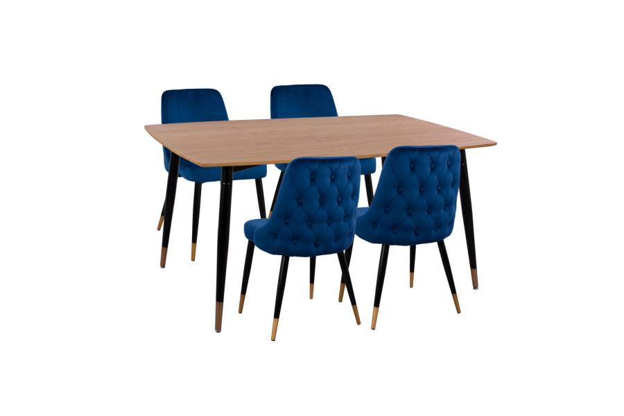 ΣΕΤ ΤΡΑΠΕΖΑΡΙΑΣ 5ΤΜΧ JOLIE HM11198.08 MDF TOP-ΒΕΛΟΥΔΟ ΜΠΛΕ & ΜΕΤΑΛΛΟ ΜΑΥΡΟ