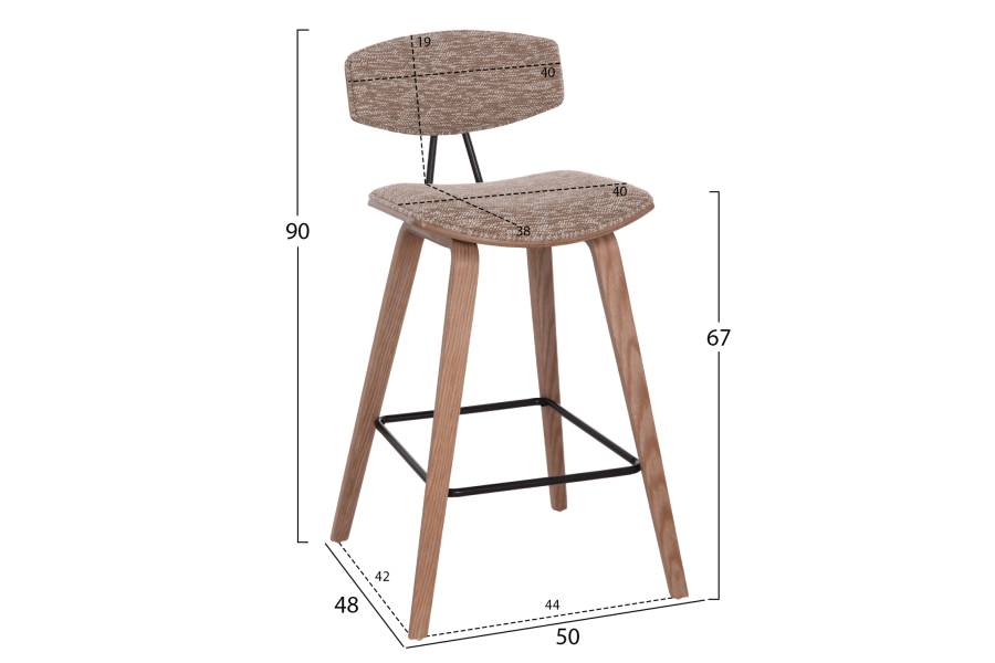 ΣΚΑΜΠΟ ΜΠΑΡ ΜΕΣ.ΥΨΟΥΣ INOVER HM9984.01 PLYWOOD ΣΕ WHITEWASH-ΚΑΦΕ ΥΦΑΣΜΑ 50x48x90Υεκ.