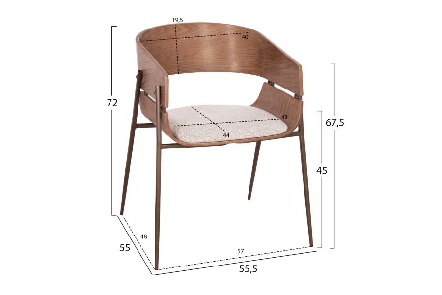 ΠΟΛΥΘΡΟΝΑ KRILL HM18254.01 PLYWOOD ΣΕ WHITEWASH--ΜΕΤΑΛΛΟ ΣΕ ΧΑΛΚΙΝΟ 55,5x55x72Υεκ.