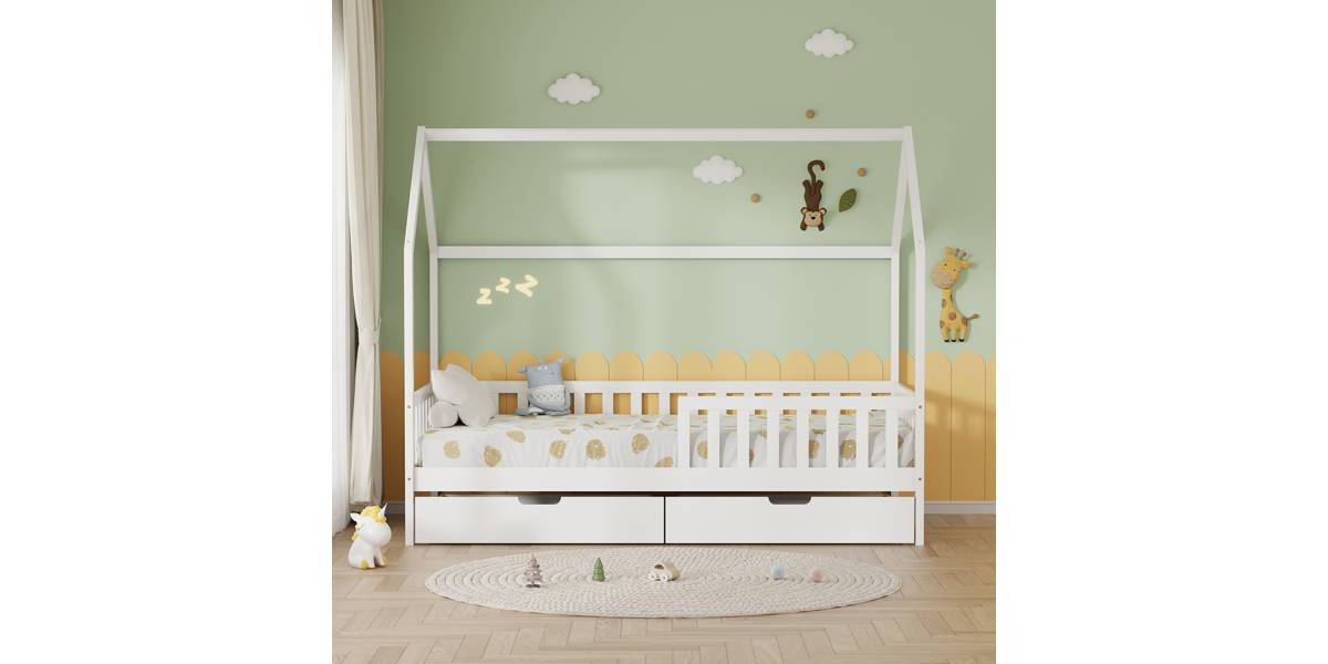 ΚΡΕΒΑΤΙ ΠΑΙΔΙΚΟ ΜΕ ΣΥΡΤΑΡΙΑ PHYLLIS HM724.03 τ.MONTESSORI ΛΕΥΚΟ 196x97x161Υεκ.