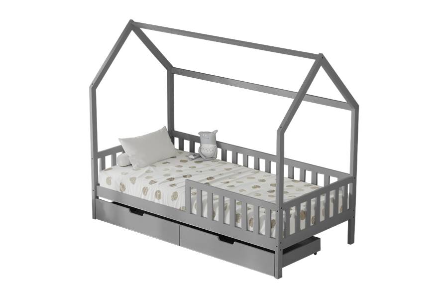 ΚΡΕΒΑΤΙ ΠΑΙΔΙΚΟ ΜΕ ΣΥΡΤΑΡΙΑ PHYLLIS HM724.05 τ.MONTESSORI ΓΚΡΙ 196x97x161Υεκ.