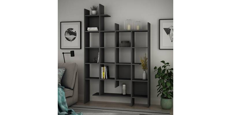 Βιβλιοθήκη Manco pakoworld σε ανθρακί απόχρωση 122x25.5x188εκ