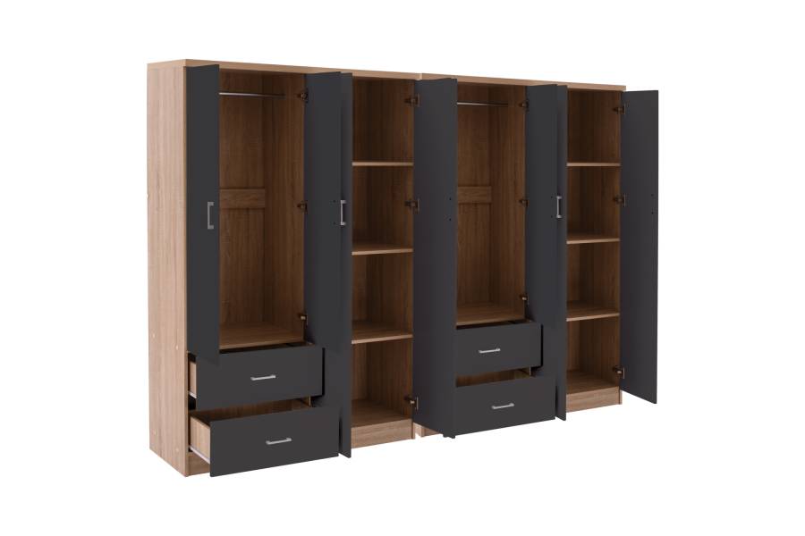 ΝΤΟΥΛΑΠΑ 8ΦΥΛΛΗ BRIANA HM21237.01 ΜΕΛΑΜΙΝΗ SONAMA & ΣΚΟΥΡΟ ΓΚΡΙ 241x42,5Χ180,5Υεκ.