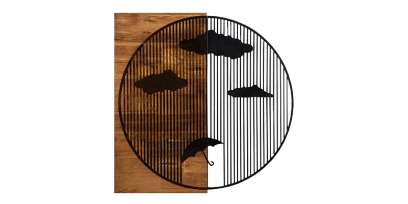 ΔΙΑΚΟΣΜΗΤΙΚΟ ΤΟΙΧΟΥ HM4808-ΦΥΛΛΑ ΜΕΤΑΛΛΟΥ ΜΑΥΡΑ-ΞΥΛΟ 58x3(βάθος)x58Υεκ.