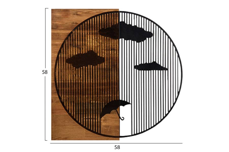 ΔΙΑΚΟΣΜΗΤΙΚΟ ΤΟΙΧΟΥ HM4808-ΦΥΛΛΑ ΜΕΤΑΛΛΟΥ ΜΑΥΡΑ-ΞΥΛΟ 58x3(βάθος)x58Υεκ.
