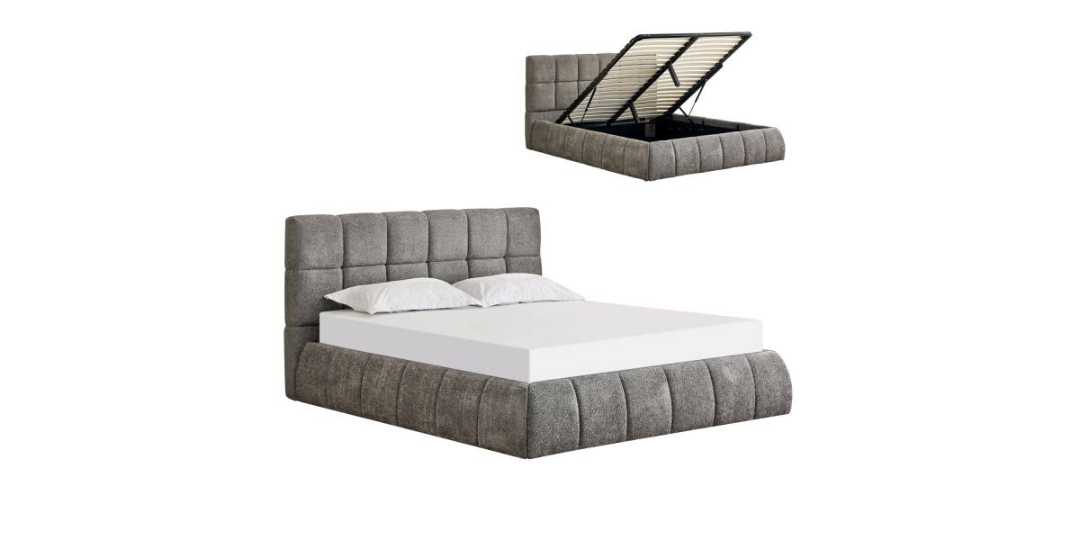 ΚΡΕΒΑΤΙ ΔΙΠΛΟ EDDY HM731.01 ΓΚΡΙ ΜΠΟΥΚΛΕ & ΑΠΟΘΗΚΕΥΤΙΚΟΣ ΧΩΡΟΣ ΓΙΑ ΣΤΡΩΜΑ 160x200εκ