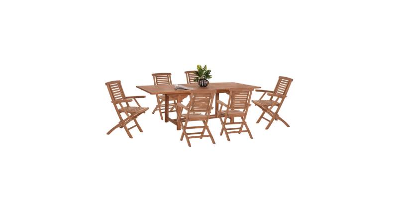 ΣΕΤ ΤΡΑΠΕΖΑΡΙΑΣ CRANDER HM21288 ΤΡΑΠΕΖΙ & 6 ΠΟΛΥΘΡΟΝΕΣ ΠΤΥΣΣΟΜΕΝΕΣ-ΤΕΑΚ