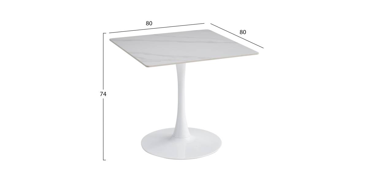 ΤΡΑΠΕΖΙ ΤΡΑΠΕΖΑΡΙΑΣ TETRAN HM18315.01 ΒΑΣΗ ΛΕΥΚΗ--SINTERED STONE SNOW WHITE 80x80x73Υεκ