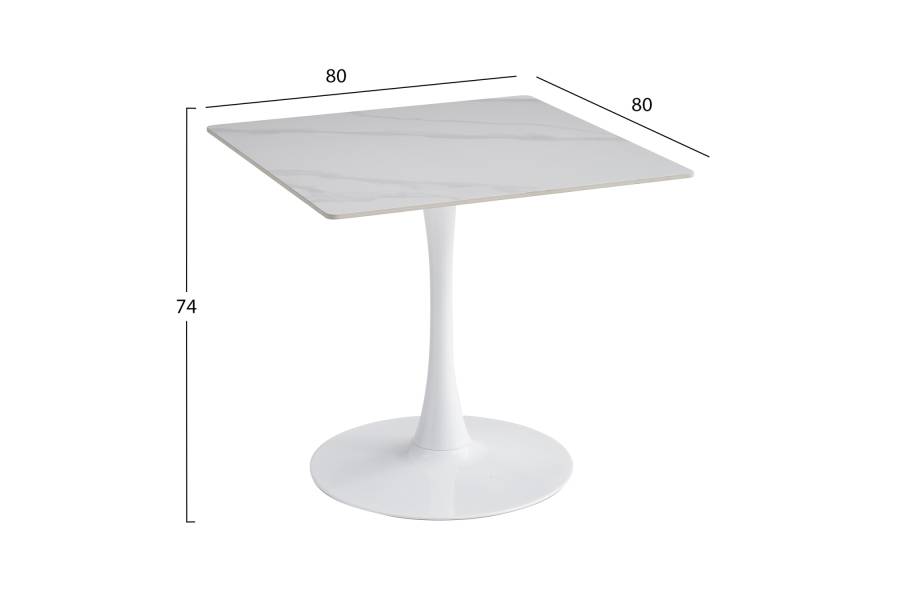 ΤΡΑΠΕΖΙ ΤΡΑΠΕΖΑΡΙΑΣ TETRAN HM18315.01 ΒΑΣΗ ΛΕΥΚΗ--SINTERED STONE SNOW WHITE 80x80x73Υεκ