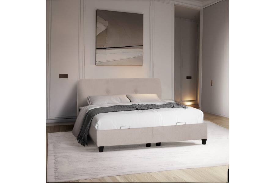 ΚΡΕΒΑΤΙ ΜΕ ΑΠΟΘ.ΧΩΡΟ DOLORES HM631.32 ΜΠΕΖ ΥΦΑΣΜΑ- ΓΙΑ ΣΤΡΩΜΑ 160x200εκ