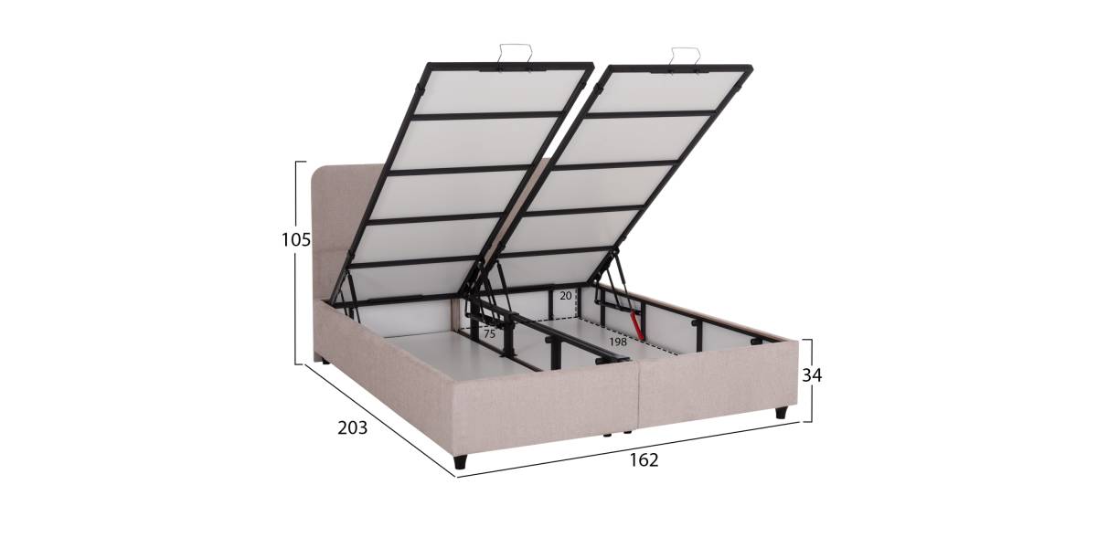 ΚΡΕΒΑΤΙ ΜΕ ΑΠΟΘ.ΧΩΡΟ DOLORES HM631.32 ΜΠΕΖ ΥΦΑΣΜΑ- ΓΙΑ ΣΤΡΩΜΑ 160x200εκ