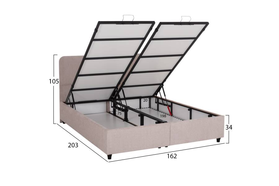 ΚΡΕΒΑΤΙ ΜΕ ΑΠΟΘ.ΧΩΡΟ DOLORES HM631.32 ΜΠΕΖ ΥΦΑΣΜΑ- ΓΙΑ ΣΤΡΩΜΑ 160x200εκ