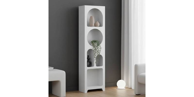 Βιβλιοθήκη Emersi pakoworld mdf σε λευκή απόχρωση 48x35x180εκ