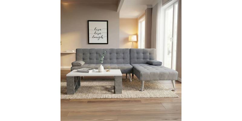 Γωνιακός καναπές-κρεβάτι αναστρέψιμος Brisk pakoworld ύφασμα με ανθρακί απόχρωση 200x146x75εκ