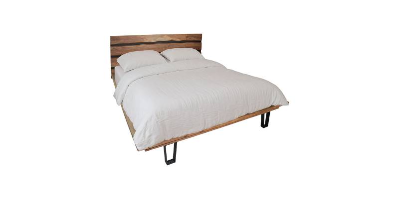 Κρεβάτι Imena pakoworld διπλό μασίφ ξύλο σε φυσική απόχρωση 160x200εκ