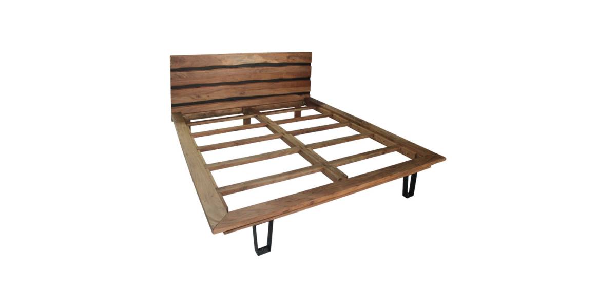 Κρεβάτι Imena pakoworld διπλό μασίφ ξύλο σε φυσική απόχρωση 160x200εκ