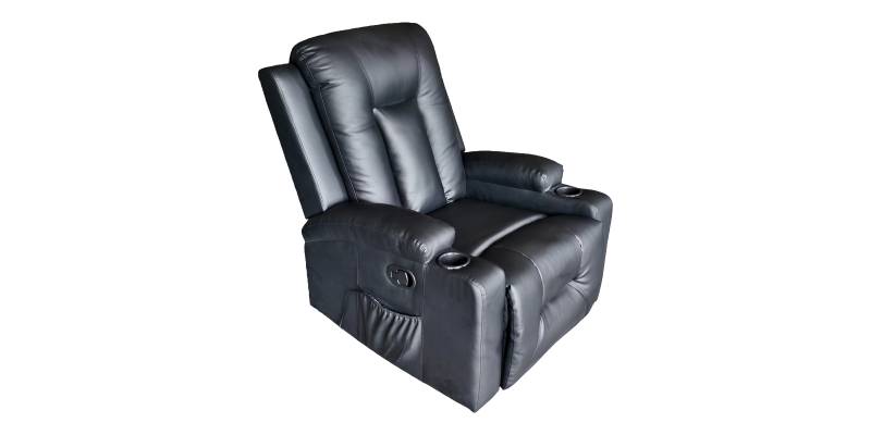 Πολυθρόνα relax με μηχανισμό massage Gessel pakoworld PU σε μαύρη απόχρωση 80x90x98εκ