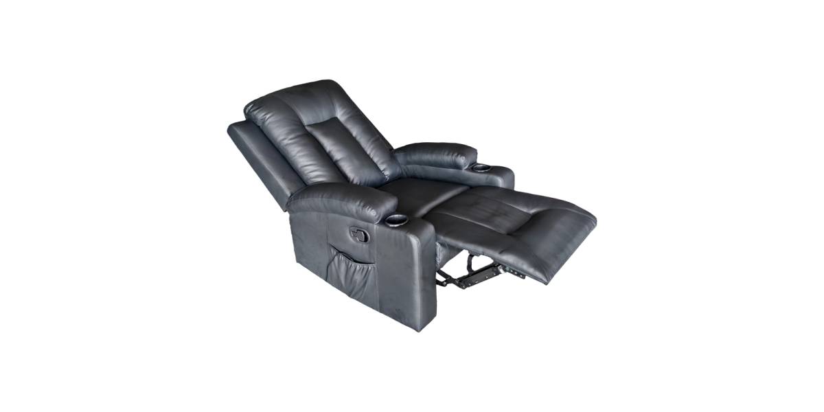 Πολυθρόνα relax με μηχανισμό massage Gessel pakoworld PU σε μαύρη απόχρωση 80x90x98εκ