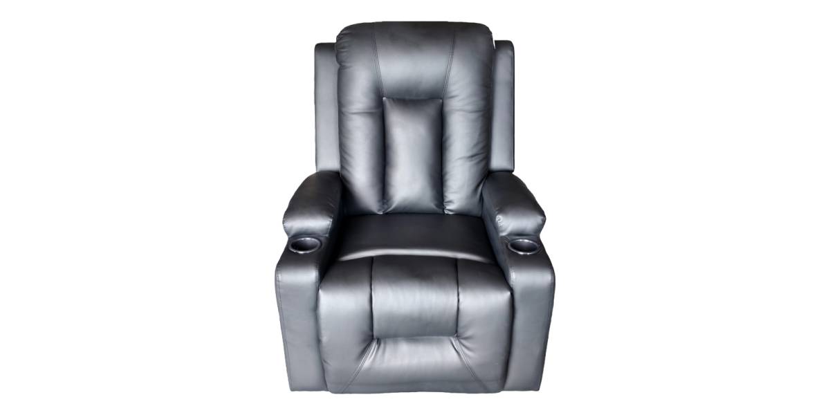 Πολυθρόνα relax με μηχανισμό massage Gessel pakoworld PU σε μαύρη απόχρωση 80x90x98εκ