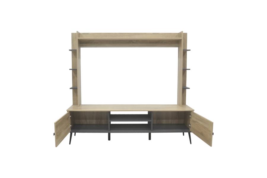 Σύνθετο σαλονιού Zezan pakoworld σε sonoma-ανθρακί απόχρωση 182.5x40x162εκ