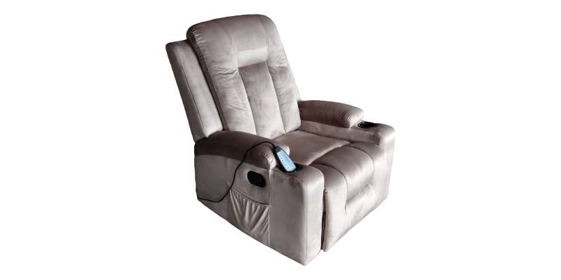 Πολυθρόνα relax με μηχανισμό massage Gessel pakoworld βελούδο σε γκρι απόχρωση 80x90x98εκ