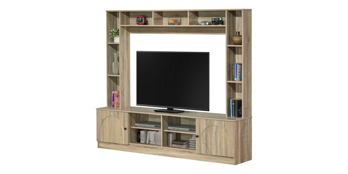 Σύνθετο σαλονιού Ambera pakoworld σε sonoma απόχρωση 200x40x171.5εκ