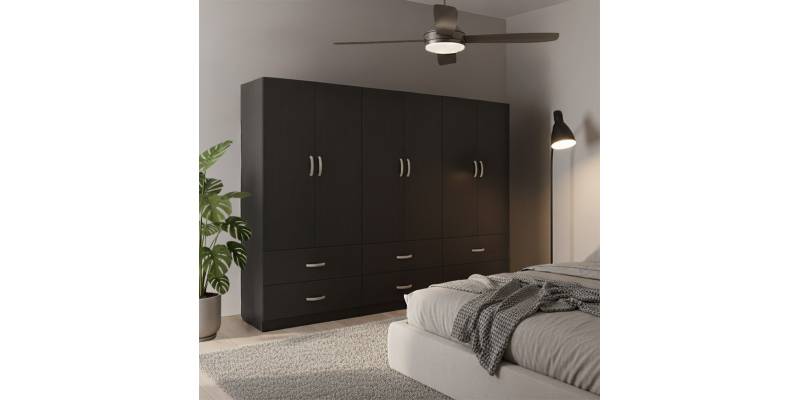 Ντουλάπα εξάφυλλη με συρτάρια Lego pakoworld wenge 240x42x180εκ