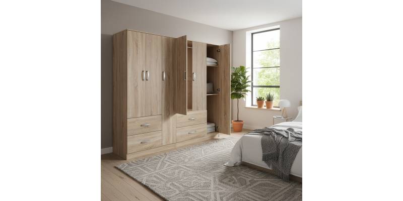 Ντουλάπα εξάφυλλη Lego pakoworld sonoma 180x42x180εκ